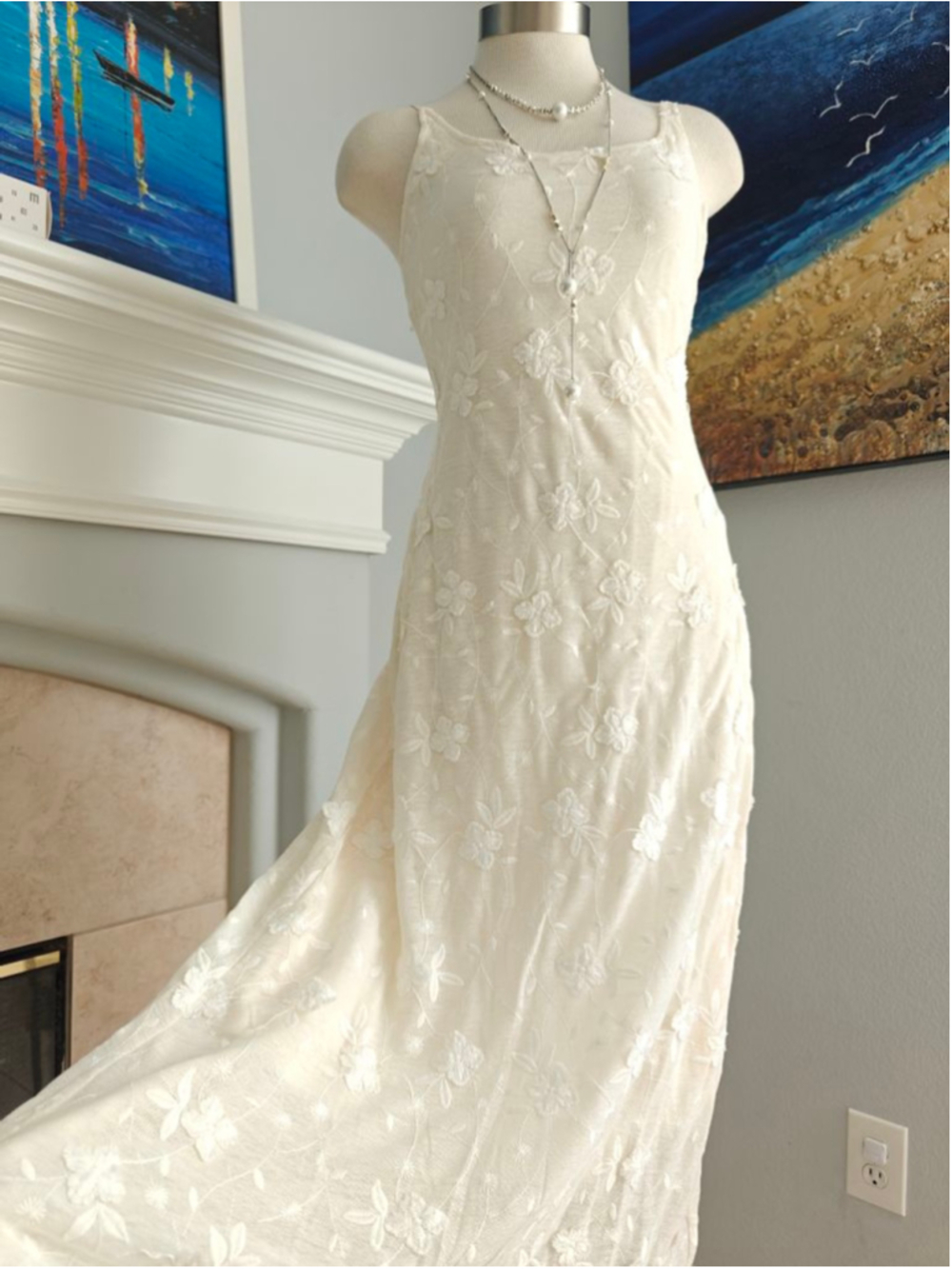 Romantic Floral Embroidered Midi Dress